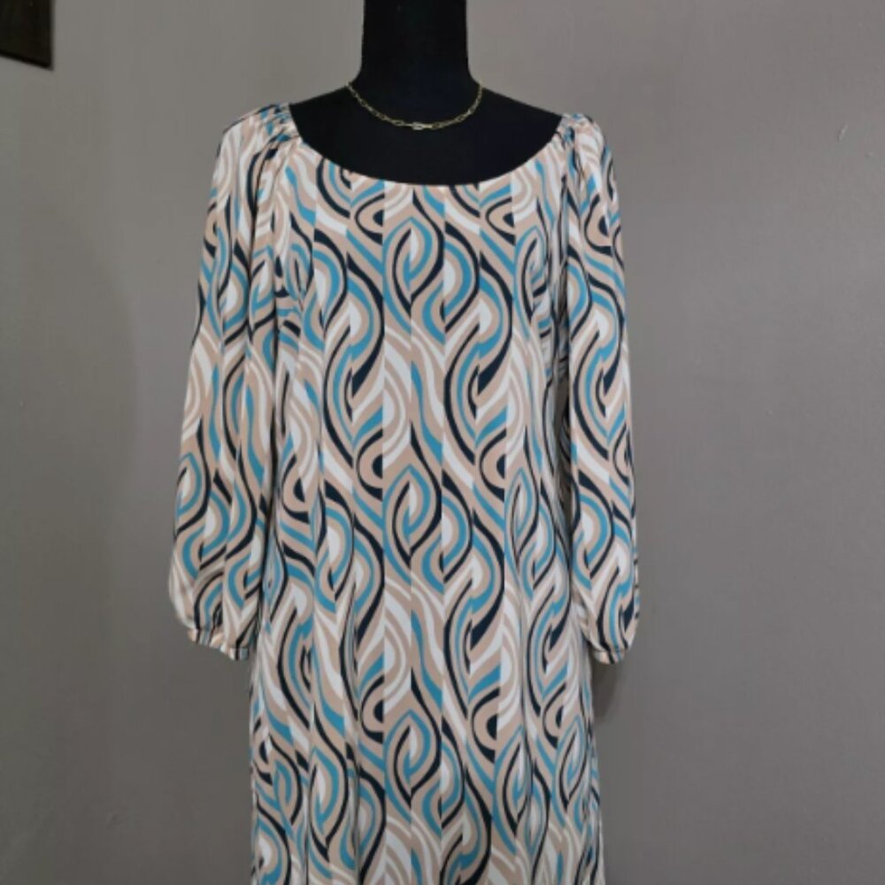 Ali Ro Scoop Neck Shift Dress 3/4 Sleeve Size 4